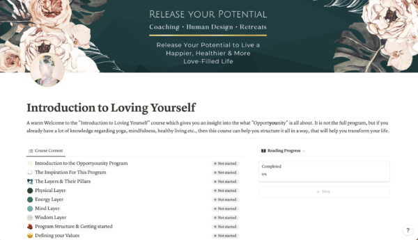 Free Opportyounity Self Love Course on Notion